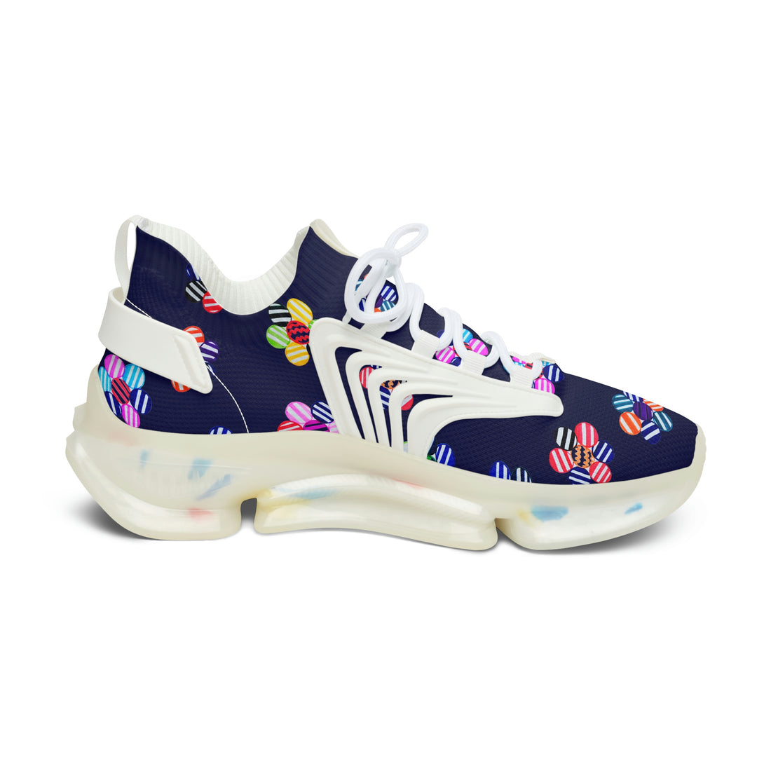 geometric floral women's mesh knit sneakers