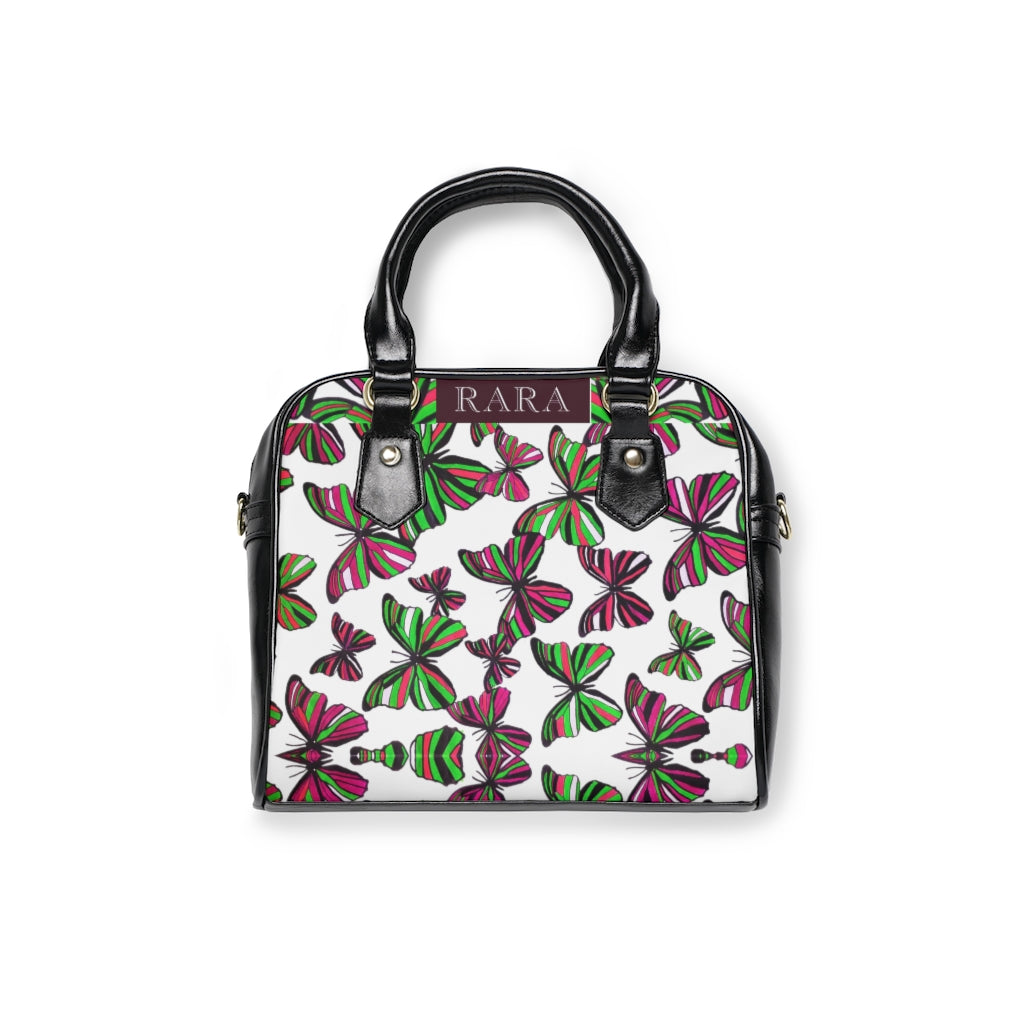 white butterfly print handbag