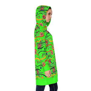 Neon Green Wilderness Hoodie Dress (AOP)