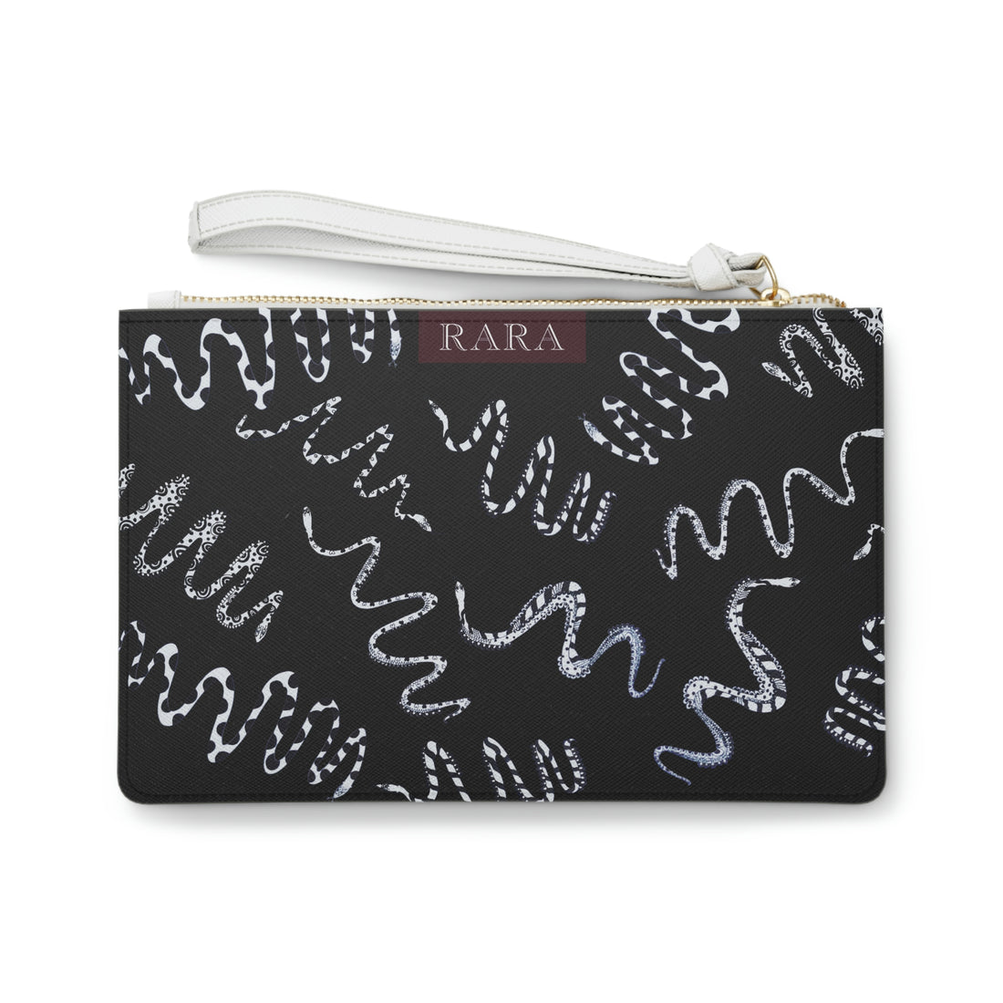 Black Snake Print Clutch Bag