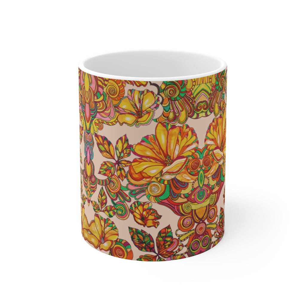 Artsy Florals Nude Mug 11oz