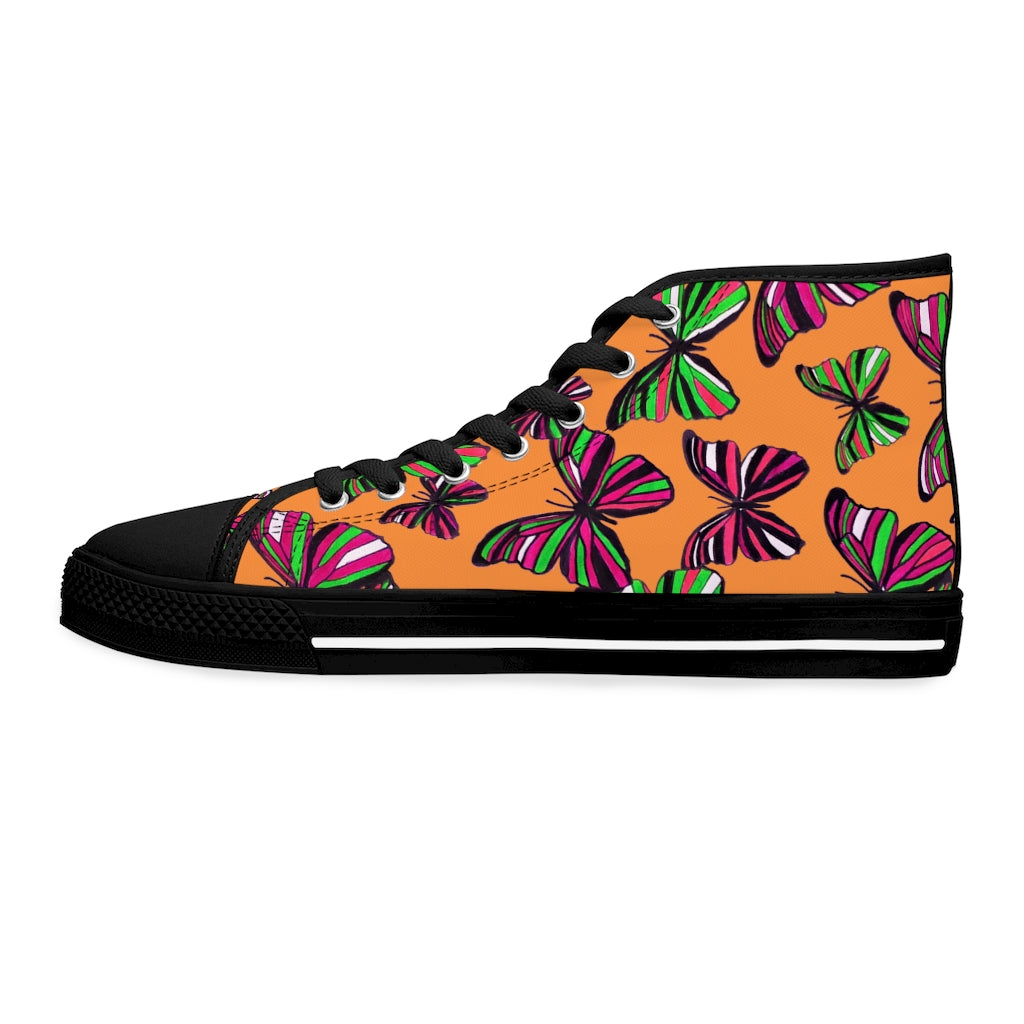 Peach Butterflies Women's High Top Sneakers