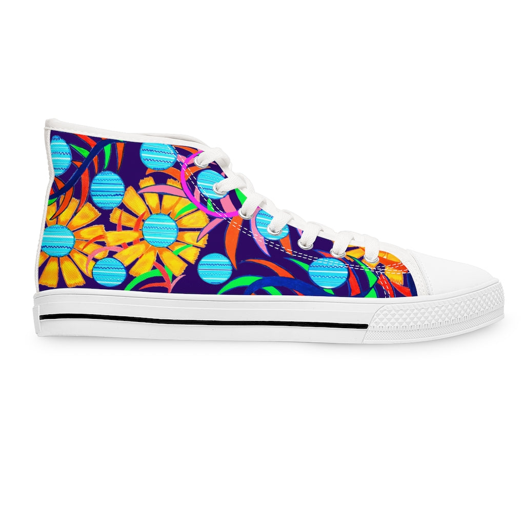 Ink Sunflower Women's High Top Sneakers