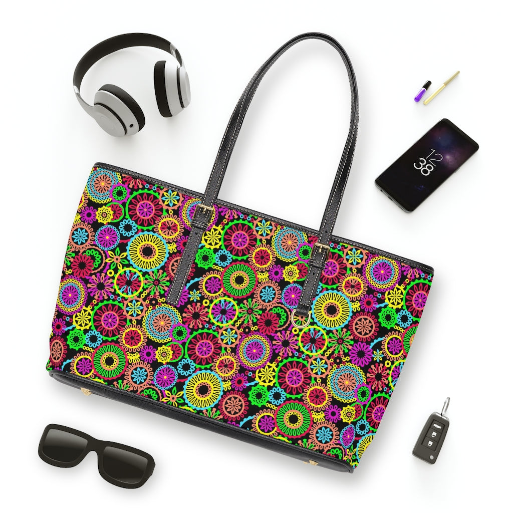 Black 70's Vibe PU Leather Shoulder Bag
