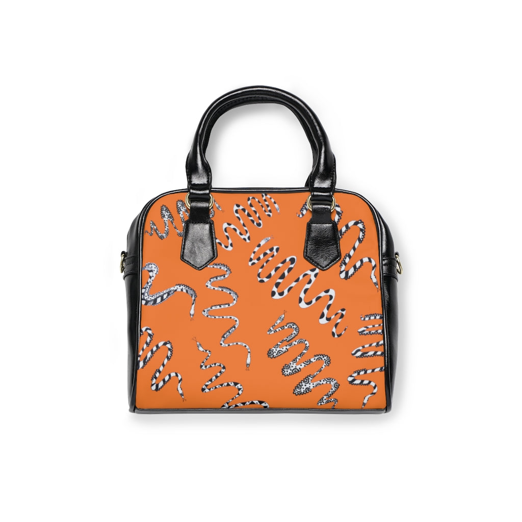 peach snake print handbag