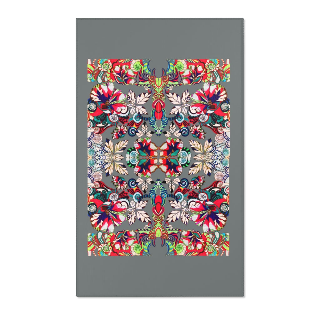 Artsy Floral Pop Grey Area Rug