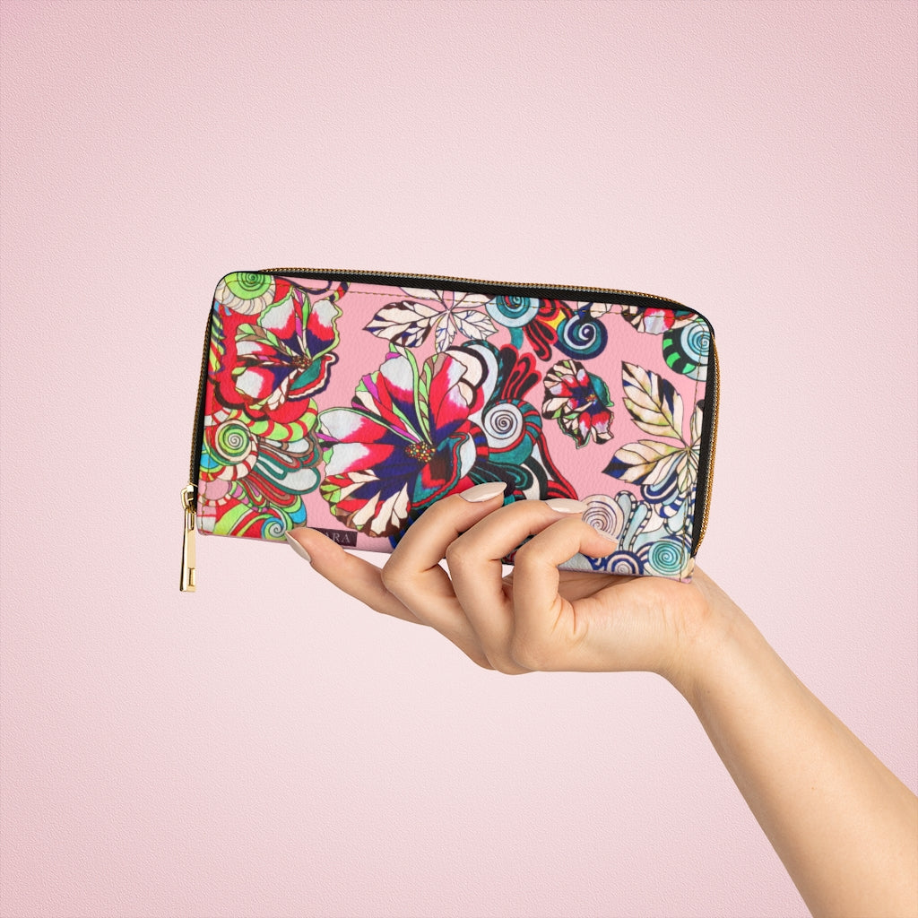 blush graphic floral pop wallet