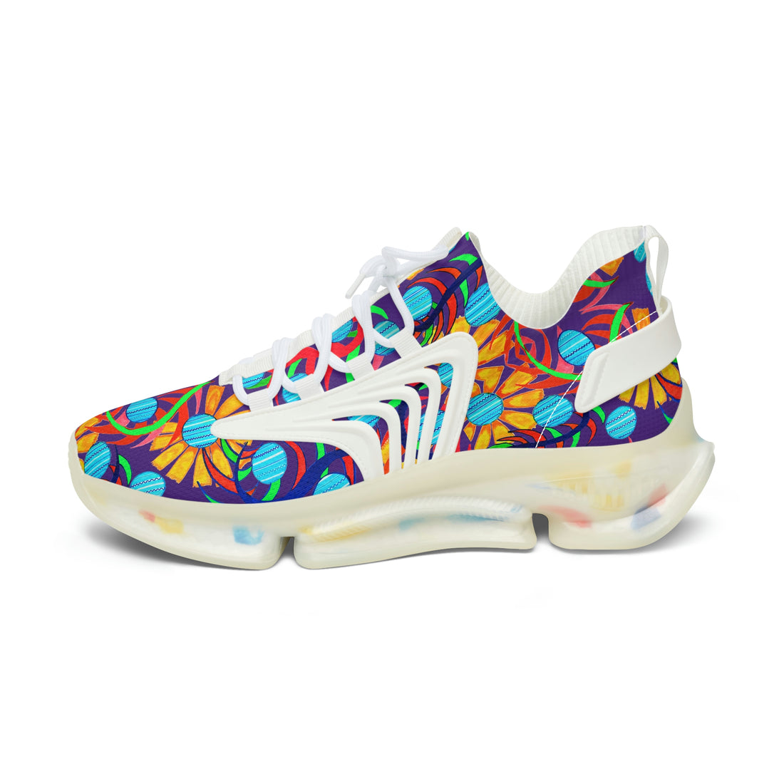 Purple Sunflower Printed OTT Women's Mesh Knit Sneakers