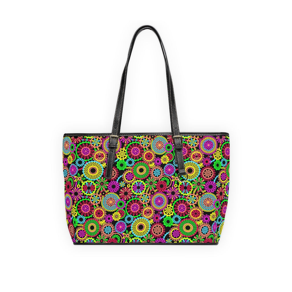 black psychedelic print tote