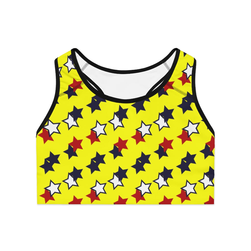 Canary Star Print (AOP) Sports Bra