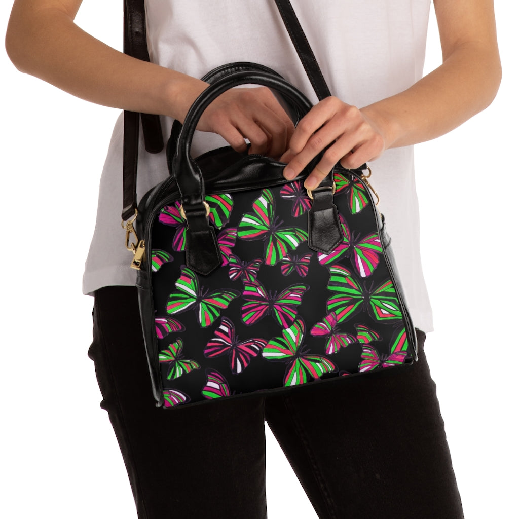 Black Butterflies AOP Handbag