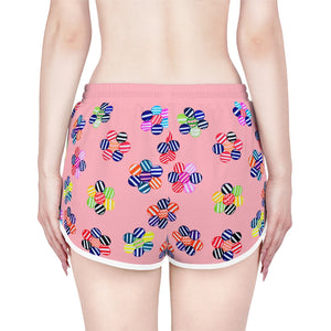 blush floral print gym shorts for women
