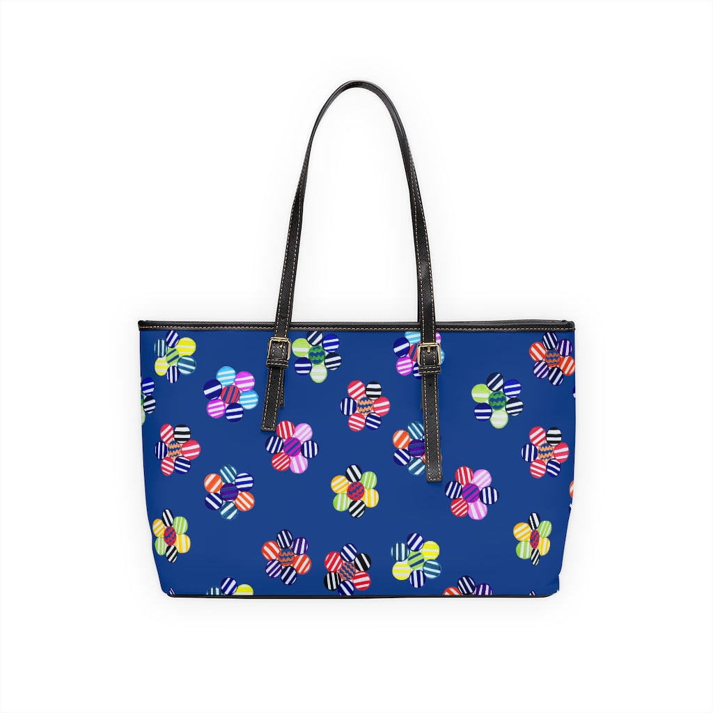 Blue Candy Florals PU Leather Shoulder Bag