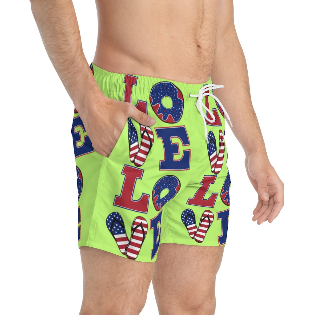 Men's American Love Lime Swimming Trunks