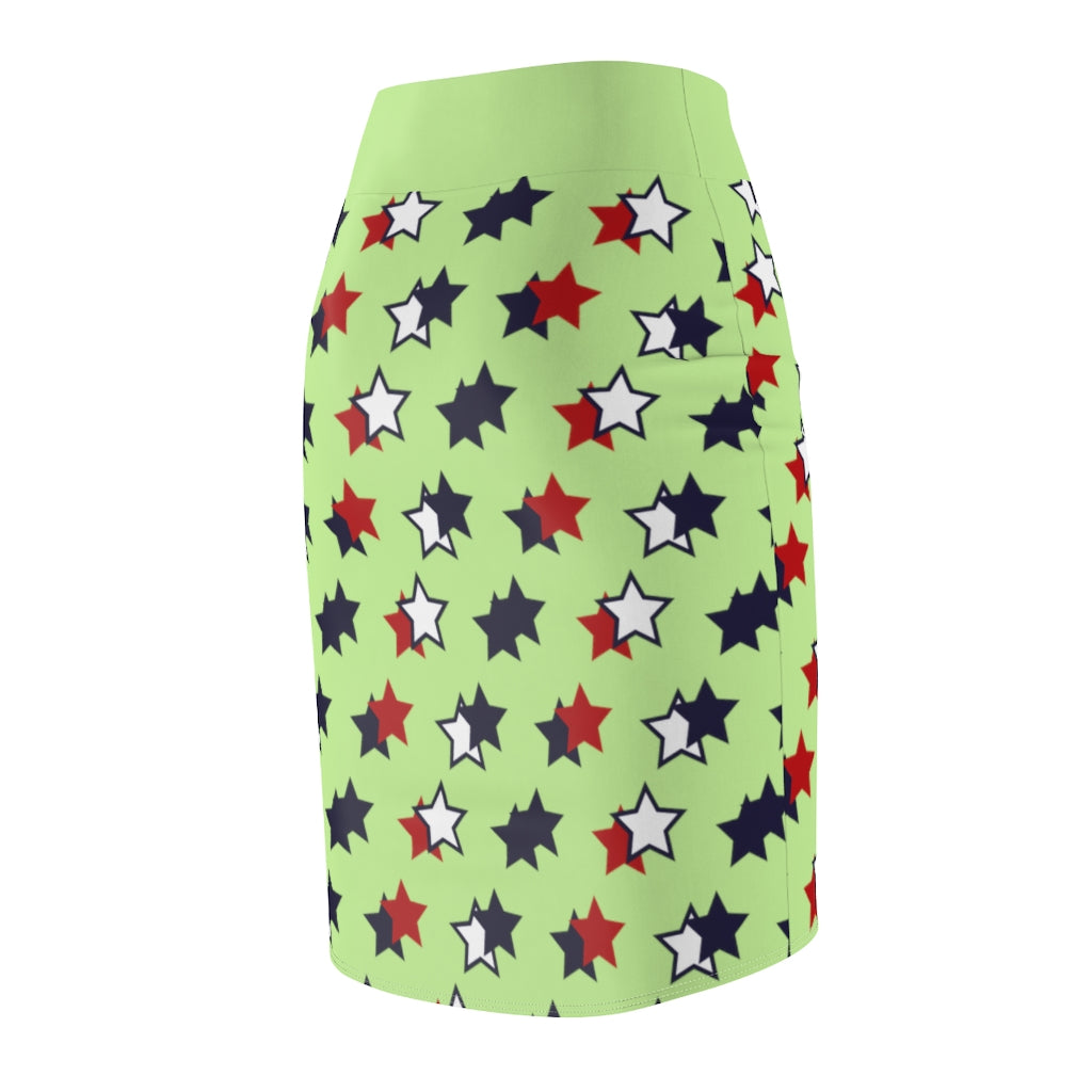 AOP Starry Mint Pencil Skirt