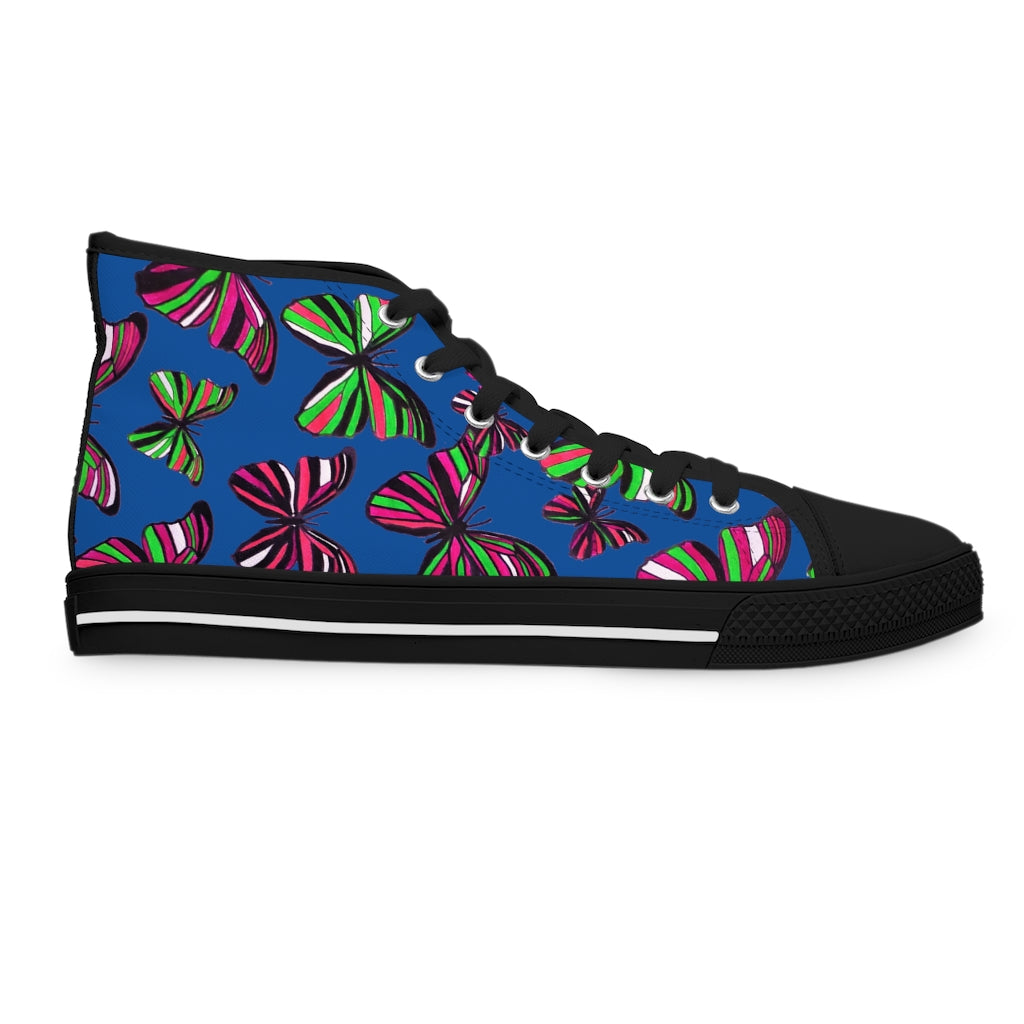 Royal Blue Butterflies Women's High Top Sneakers