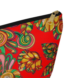 Red Artsy Floral Accessory Pouch