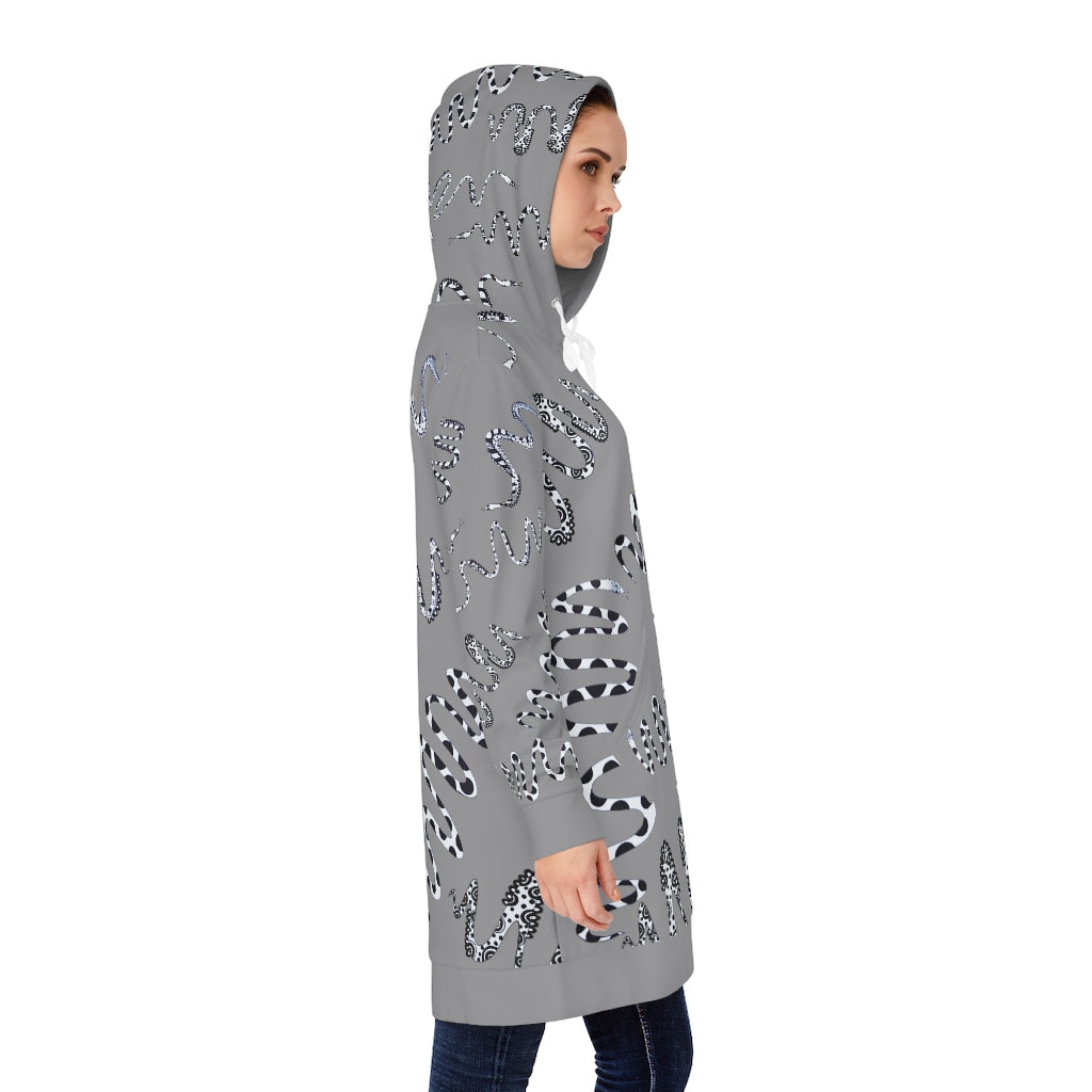 Grey Snake Print Hoodie Dress