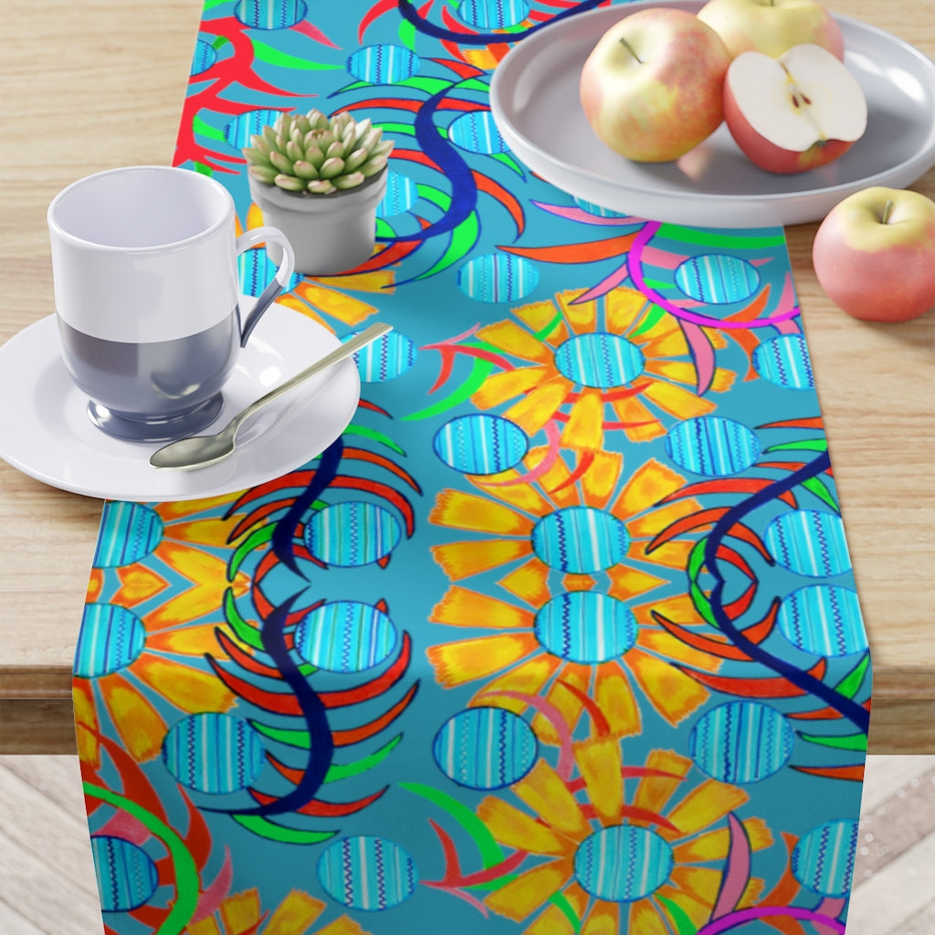 Sunflower Aqua Table Runner