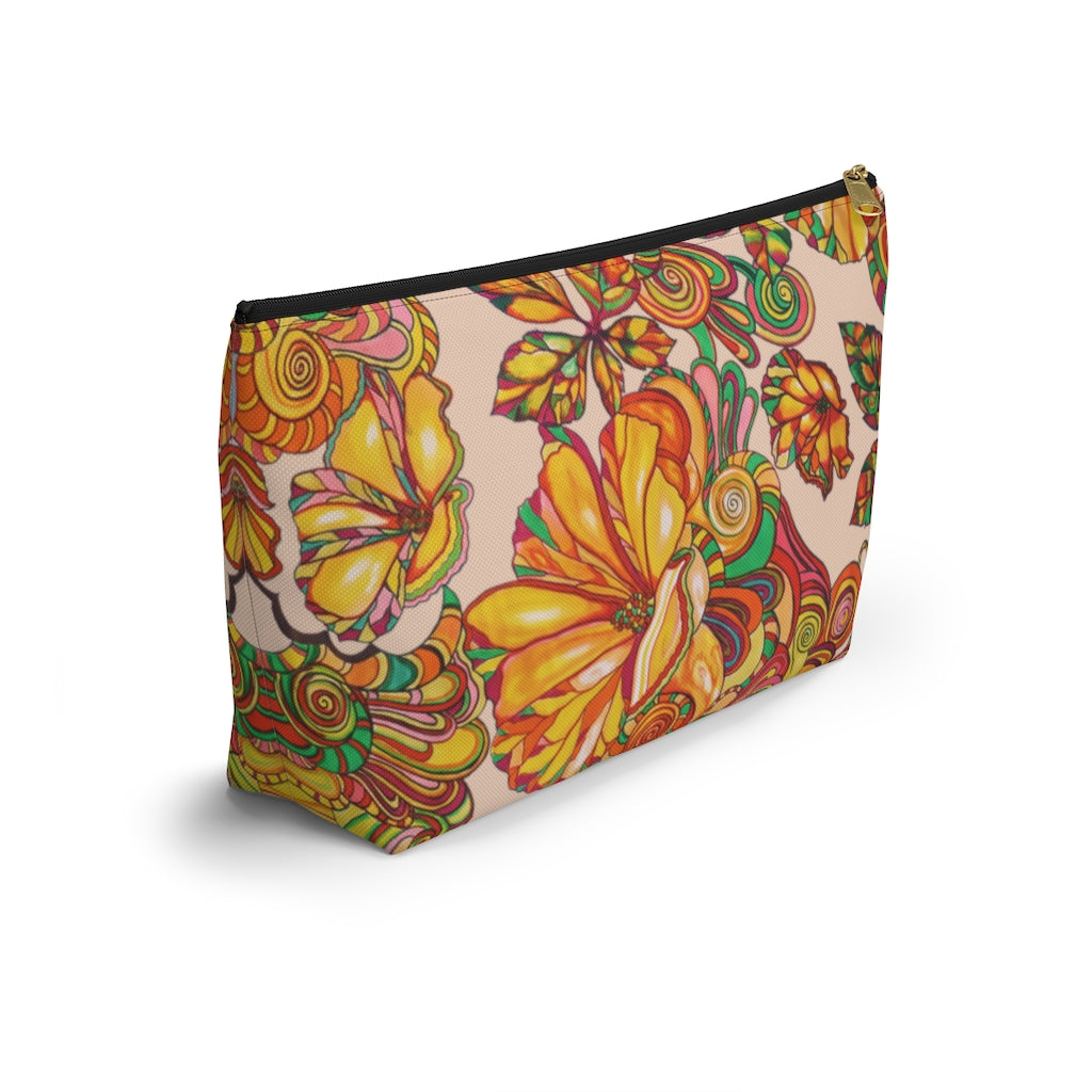 Nude Artsy Floral Accessory Pouch