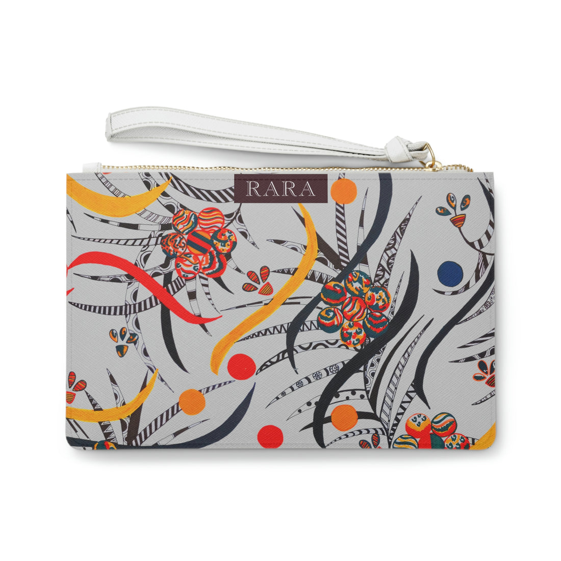 slate floral & animal print clutch bag