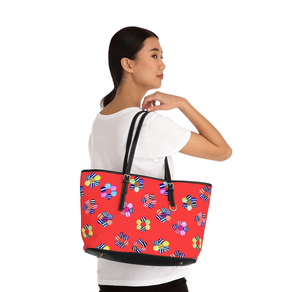 Vermillion Candy Florals PU Leather Shoulder Bag