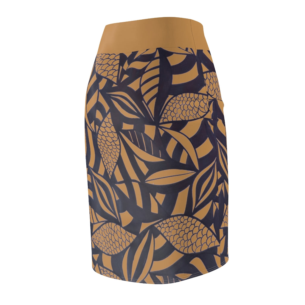 Tropical Minimalist Tussock Pencil Skirt