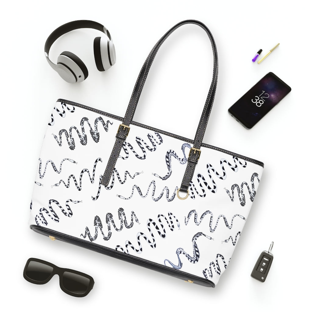 White Snake Den PU Leather Shoulder Bag