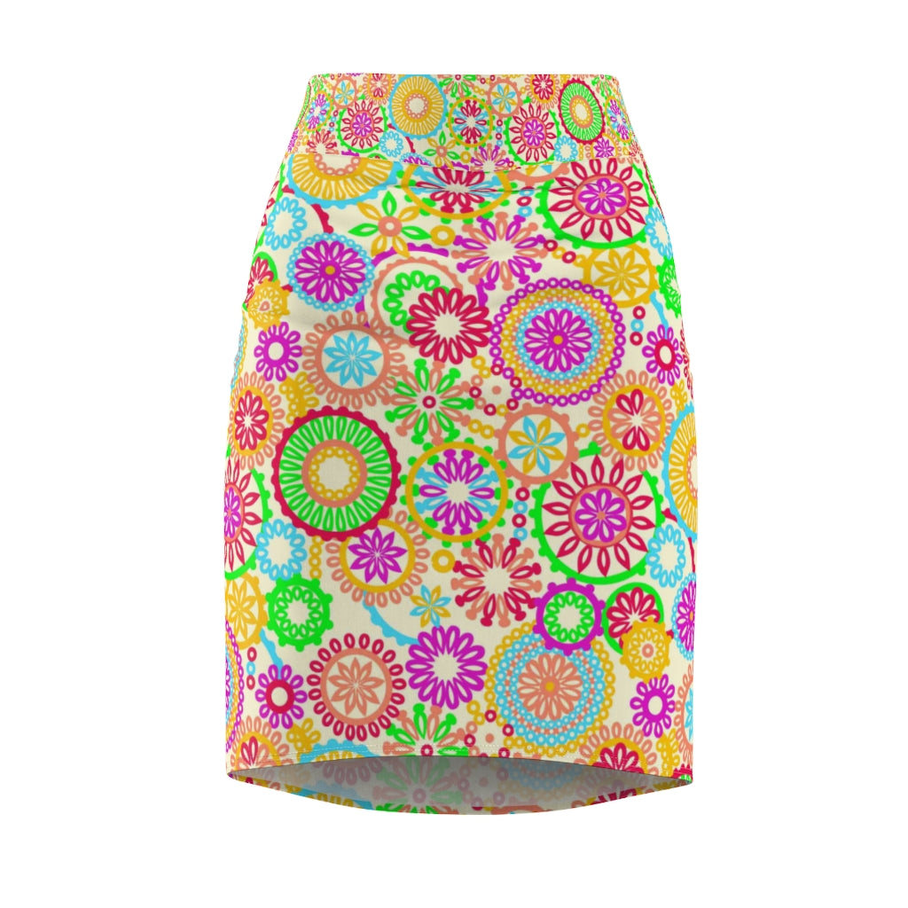 AOP 70's Lemon Pencil Skirt