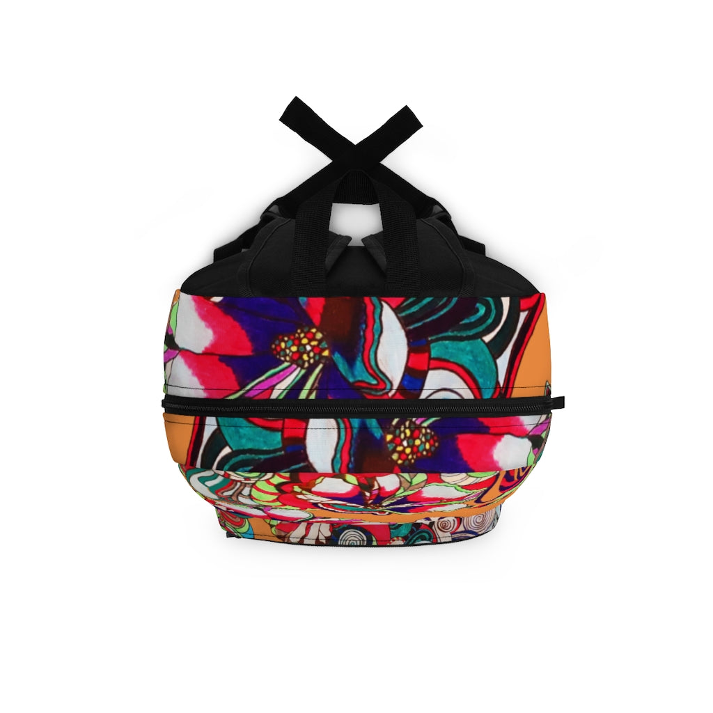 Peach Artsy Floral Pop Backpack