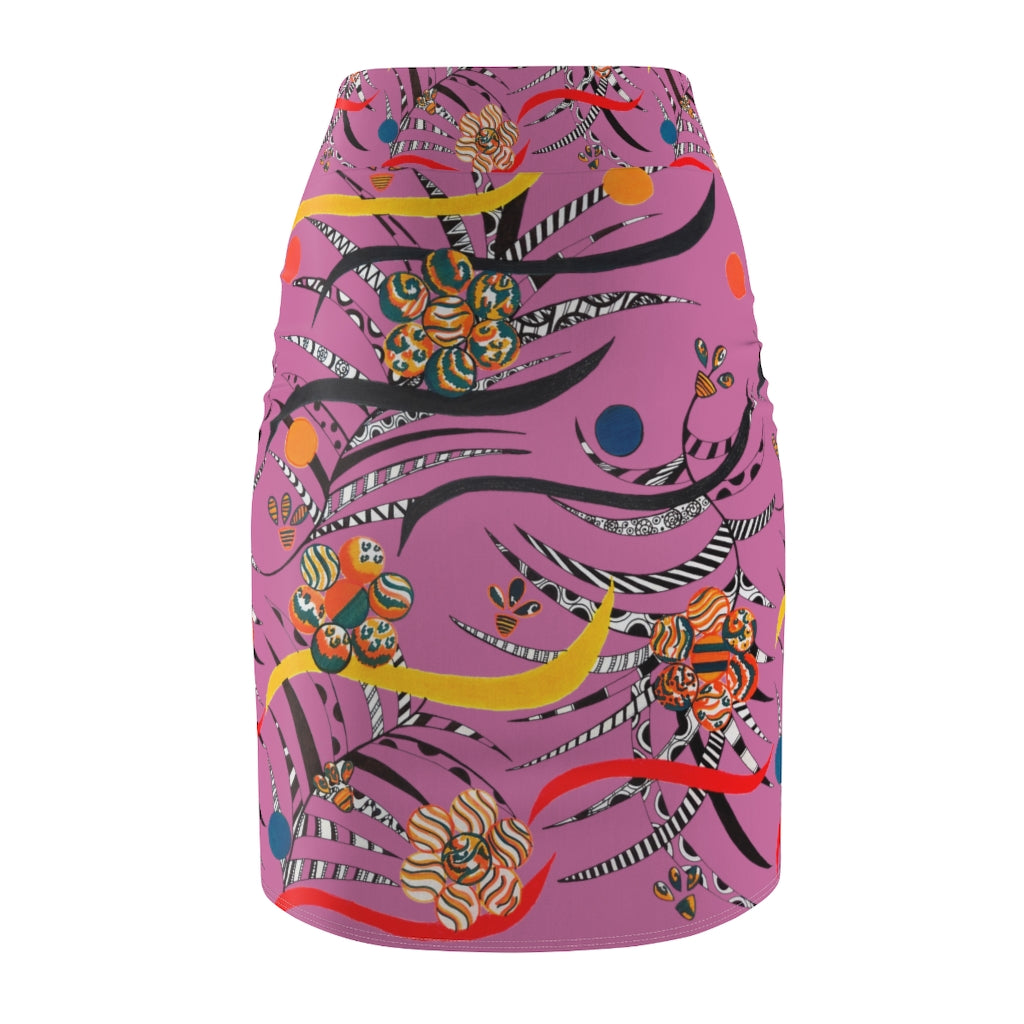 Mauve Wilderness Print Pencil Skirt