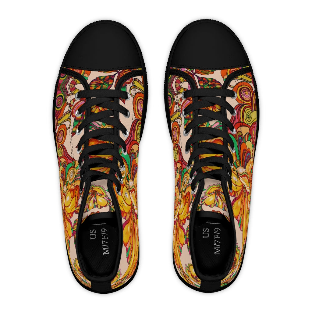 Nude Artsy Floral Women's High Top Sneakers