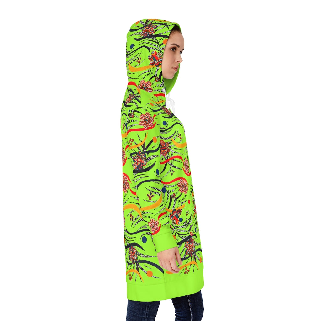 Lime Green Wilderness Hoodie Dress (AOP)