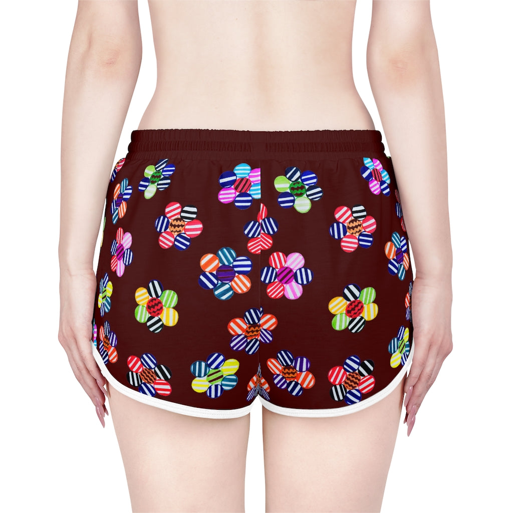 Marsala Candy Florals Relaxed Shorts