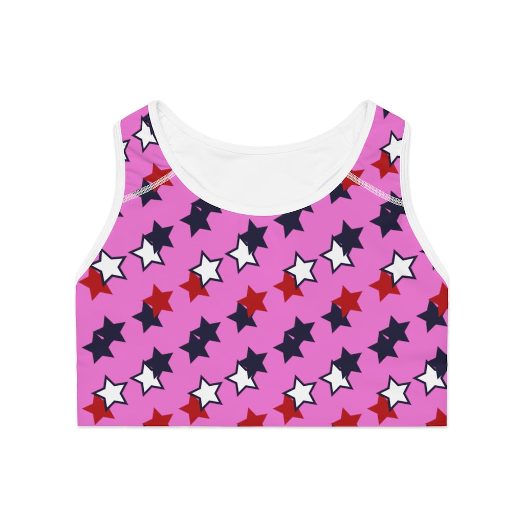 rose star print sports bra