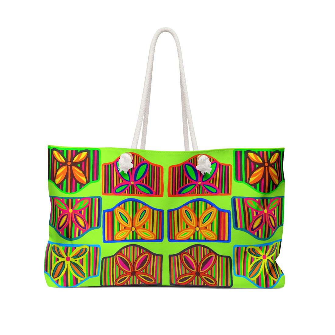 Lime Deco Print Weekender Tote Bag