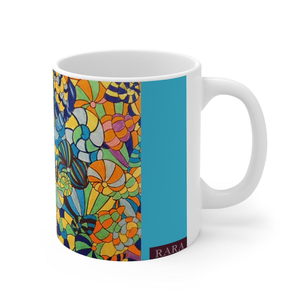 Vivid Ocean Blues Aqua Ceramic Mug 11oz