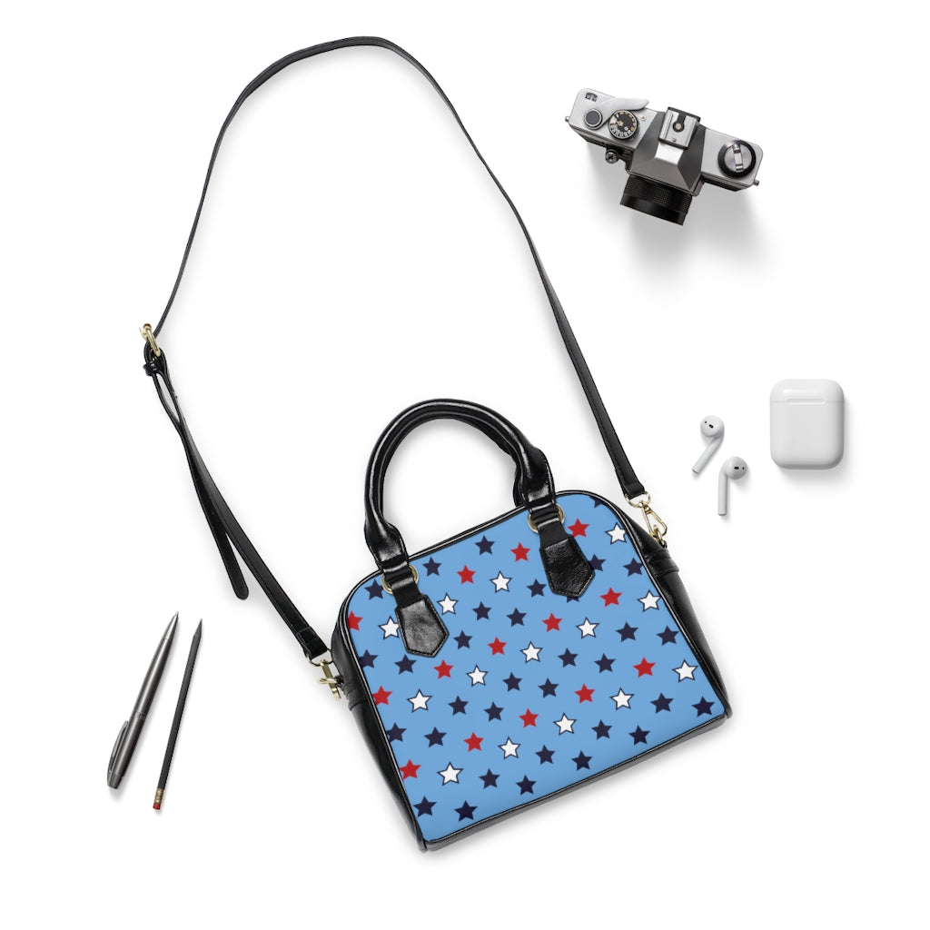 sky blue star print handbag