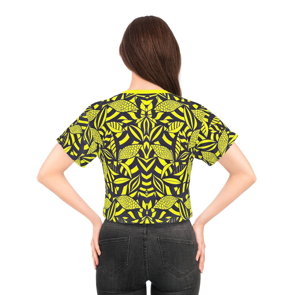 canary tropical print crop t-shirt