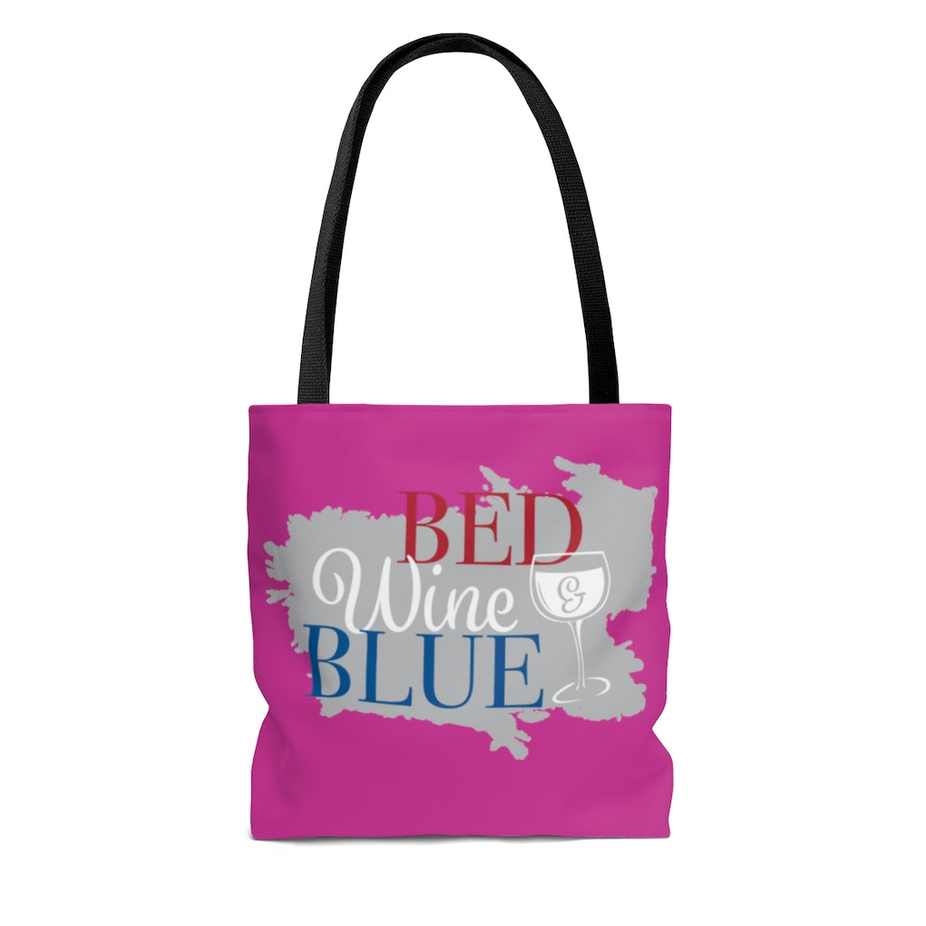 AOP Bed & Wine Royal Pink Tote Bag