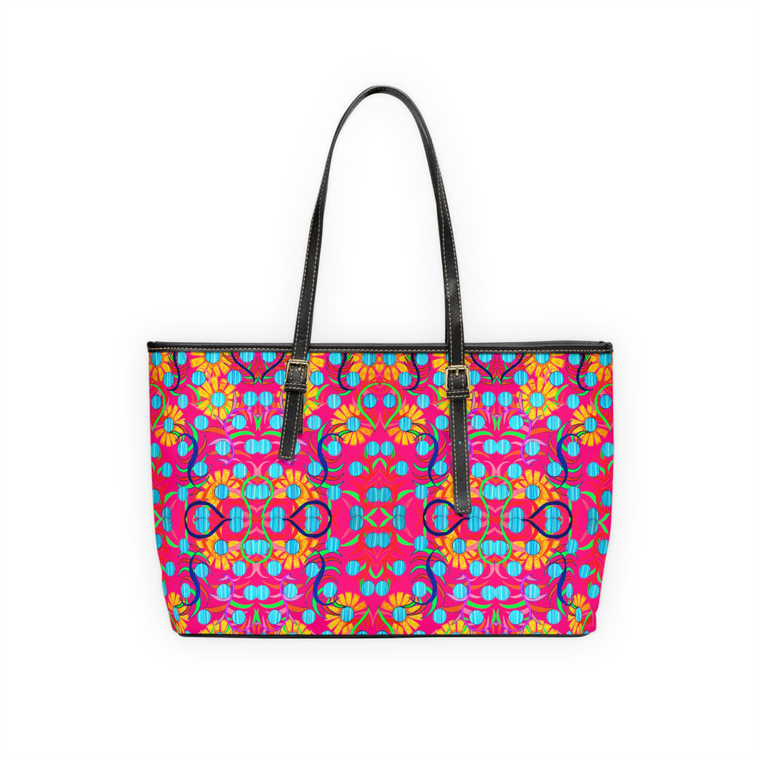 Hot Pink Sunflower PU Leather Shoulder Bag