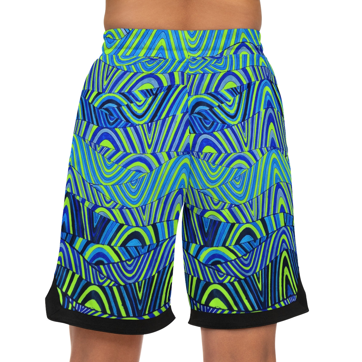 Lime Green Sonic Basketball Rib Shorts (AOP)