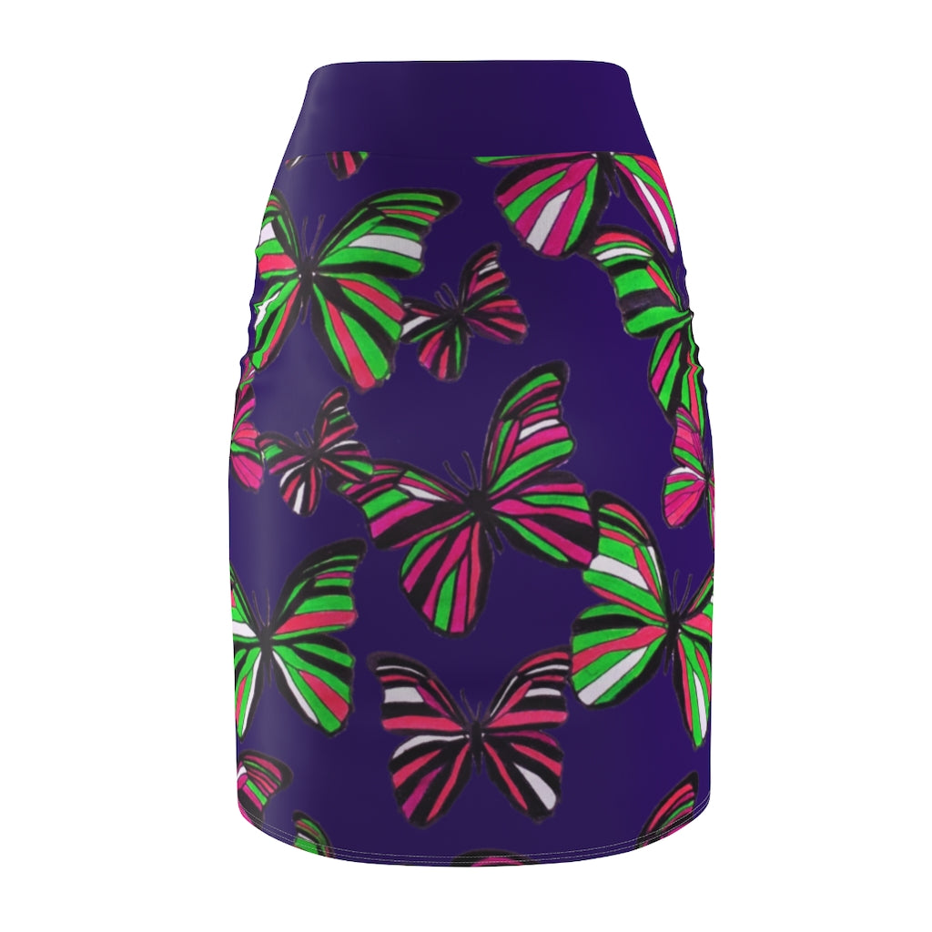 Violet Butterflies Pencil Skirt