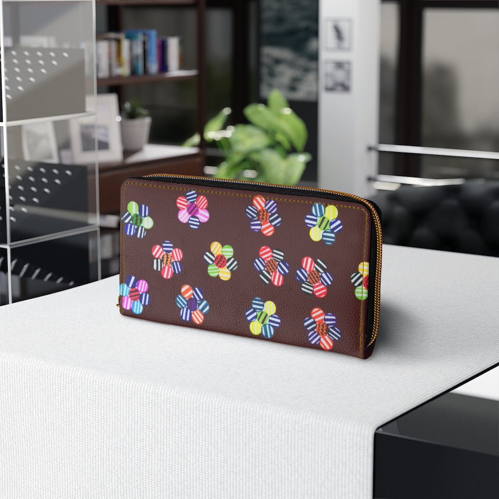 marsala floral print clutch wallet