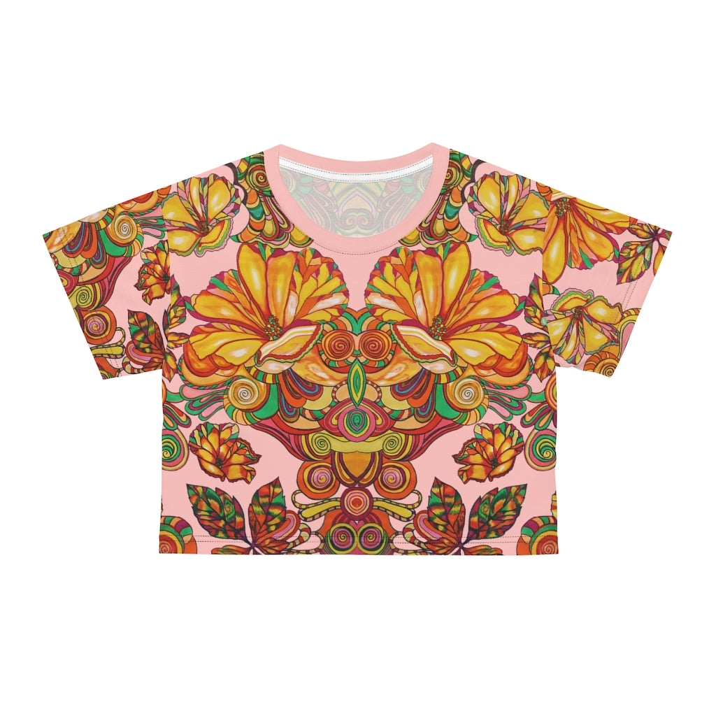 Blush Artsy Floral AOP Crop Tee