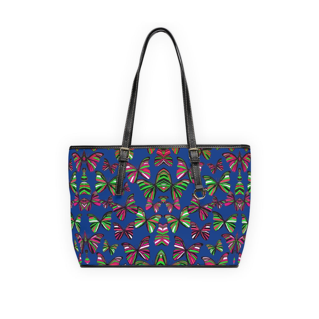 cobalt butterfly print tote