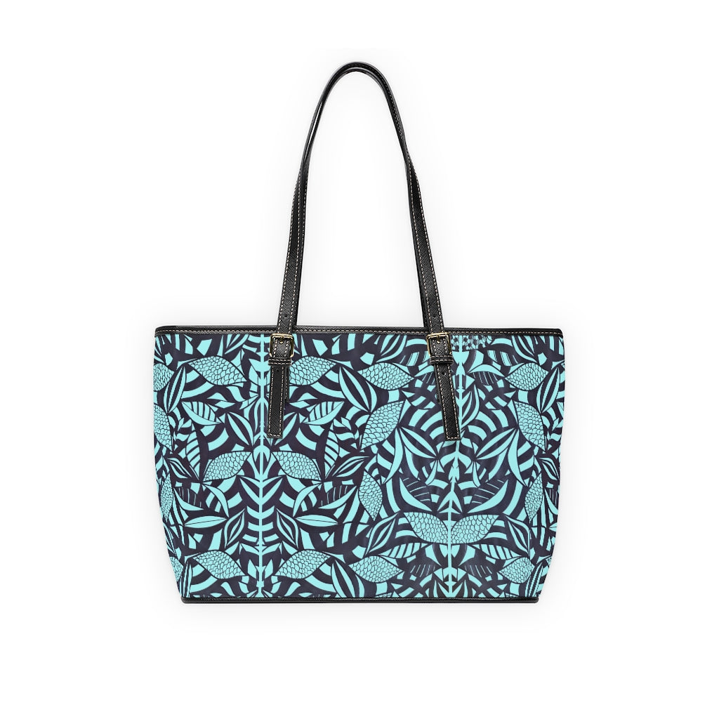 Icy Blue Tropical Minimalist PU Leather Shoulder Bag