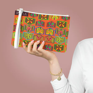 Orange Deco Print Clutch Bag