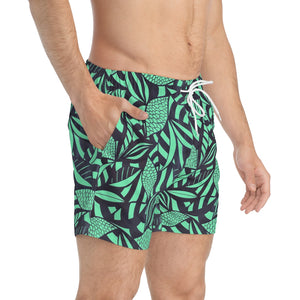 Neo Green Tropical Minimalist Men's Swimming Trunks