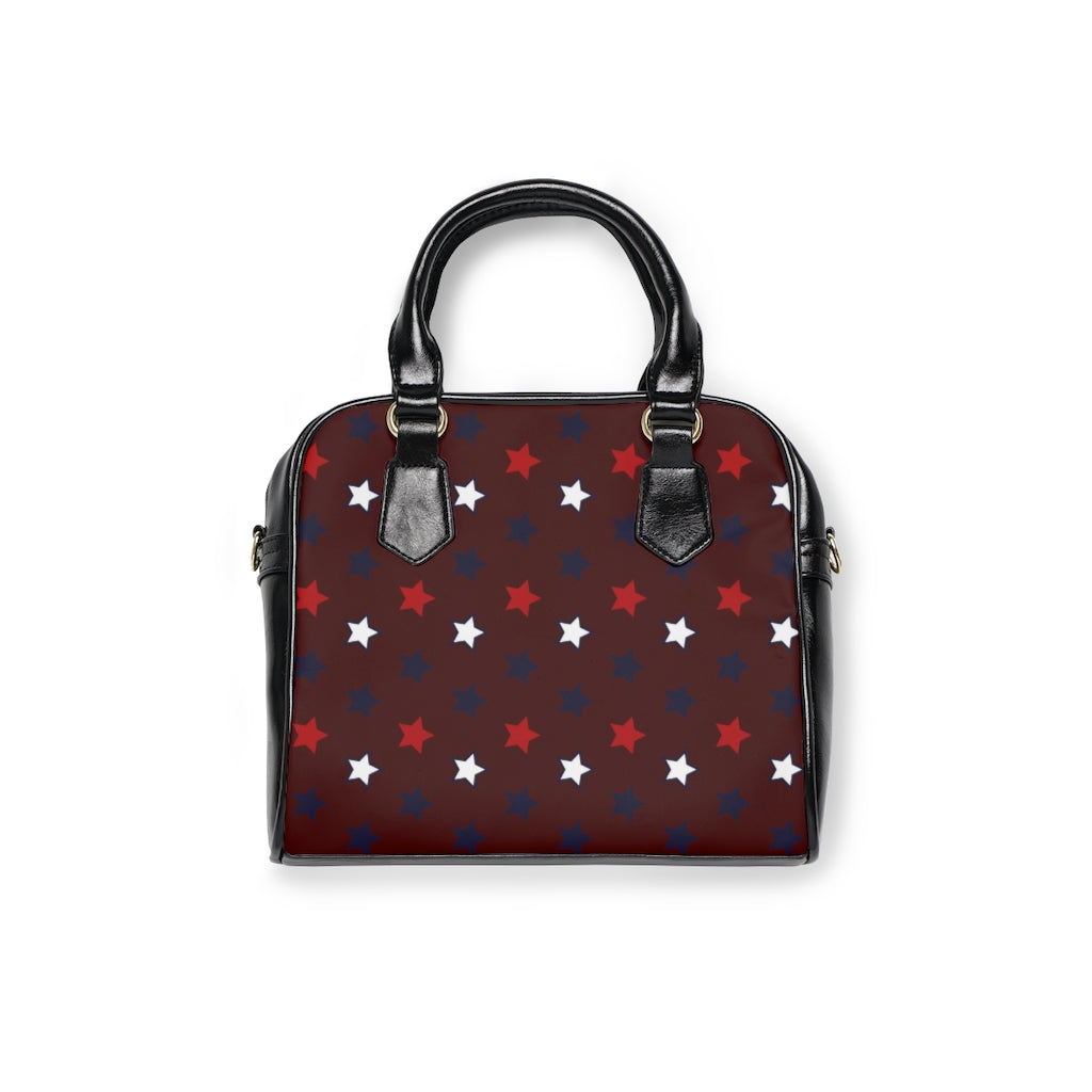 marsala star print handbag